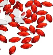 uxcell Marquise Gems, 300 Pcs 10x5mm Acrylic Rhinestones Flat Back Navette Horse Eye Crystal Gems for Jewelry Making DIY Craft, Light Red