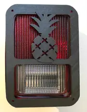 Pineapple in 3D - Black For Jeep Wrangler JK/JKU Rear Tail Light Covers Hawaiian