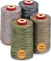 New brothread Set of 4 Large Cones of 5500Y (5000M) Each All Purpose Spun Polyester Thread 40S/2 (Tex27) for Serger, Overlock, Quilting, Piecing and Sewing - Variegated Color