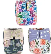 AIll in One Night AIO Cloth Diaper Nappy Sewn in Insert Reusable Washable Girls (Hummingbirds Foliage)