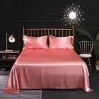 Satin Flat Sheets Queen Size Microfiber Pink Bed Sheet Set with 1 Flat Sheet ...