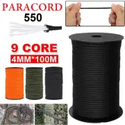 550 Paracord Parachute Cord 100m Lanyard Mil Spec Type III 9 Strand Core Rope