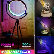RGB LED Ring Light Bedside Table Desk Lamp Tripod Stand Atmosphere Night Light