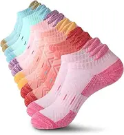 [YOJOOM] Trainer Socks Women's 6 Pairs of Ankle Socks Sports Socks Breathable Cotton Short Socks Women's Padded Running Socks