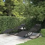 Generic Rocking Sun Loungers 2 pcs Black Steel and Textilene