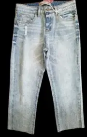 ~ NWT Distressed Cut Off GLOSS & GLITTER Cropped Denim Jeans Girls Size 14