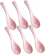 LIGIGWASH 6pcs Japanese Style Ceramic Rice Spoons Kitchen Accessories for Breakfast Porridge Daily Use Delicate Design Celebrations