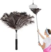 Ostrich Feather Duster with Telescoping Handle – Reusable, Extendable Dusting Tool for Home Cleaning – Ideal for Ceiling Fans, Pendant Lights, Blinds, Furniture & Electronics (17”-47”) 1Pcs