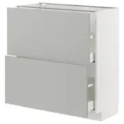 METOD / MAXIMERA base cabinet with 2 drawers, white/Havstorp light grey, 80x37x80 cm