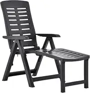 Sun Lounger, Outdoor Sun Lounge Patio Chaise Lounge Reclining Chair Recliner Chair Folding Sun Lounger Plastic Anthracite