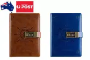 B6 Rudder Leather Vintage password Lock Notebook Diary JOURNAL