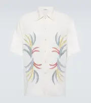 [Commas] Commas Embroidered linen and cotton bowling shirt UK 16 white