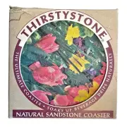 THIRSTYSTONE ☆ 4-Piece Natural Sandstone Coaster Set ☆ Tulips ☆ NEW