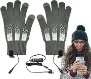 [Frxib] Electric Heated Gloves - USB Heating Gloves for Cycling - Detachable Cold Weather Touchscreen Gloves, 3 Levels Heated Snowboard Gloves for Outdoor Cycling Driving