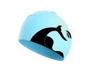 Silicone Swim Caps for Long Hair, Cover Ears Swimming Caps , Flexible Waterproof Swimming Caps - Blue