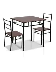 [Artiss] Dining Table And Chairs Set of 3 in Walnut