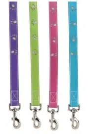 Zack Zoey Dog Leash Lead Faux Leather Paws green pink