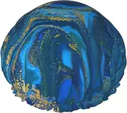 Abstract Marble Stone Print Various Activities Shower Cap Reusable Soft And Lightweight Bath Hair Cap Long Hair