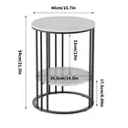 Nordic Modern Round Side End Table With 2 Tier Storage Shelf Stone-top 3 Color
