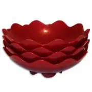 Tupperware Bowls Set of 4 Scalloped Salad Serving Candy Dishes Sparkle Red NEW