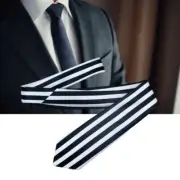 Anime Cosplay Black White Vertical Striped Neck Tie Vintage Neckties Accessories