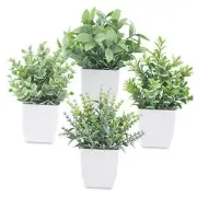4 Pack Fake Plants Mini Artificial Greenery Potted Plants for Home Decor