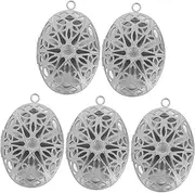 SEWACC 5pcs Vintage Oval Photo Locket Necklace Pendant Floral Design Picture Frame Charm for Personal Keepsakes for Special Occasions