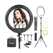 18” Ring Light with Tripod Stand & 3 Phone Holders, Dimmable LED Ring Ligh