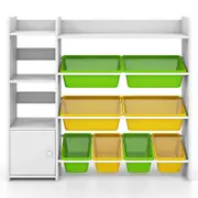 Babyjoy Kids Bookshelf Toy Storage Organizer w/8 Storage Boxes Toddler Bookcase Green
