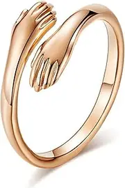 [Wozya] Romantic Hands Love Hug Titanium Steel Ring Rose Gold Ring Hug Ring Gift