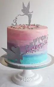 Cake Topper - 3 Pieces Tinker Bell Themed - Personalized Name + Age