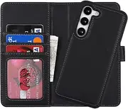 [Cavor] Wallet Case for Samsung Galaxy S23 Plus 6.6" Leather Case 2 in 1 Magnetic Detachable Flip Cover Support Magsafe Charging with Stand Feature Card Slots-Black
