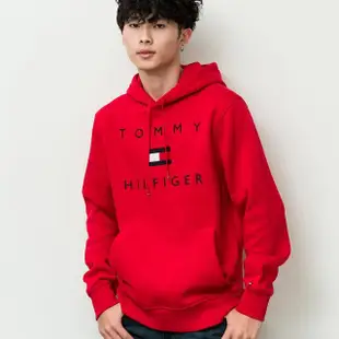 【Tommy Hilfiger】男版 刺繡大寫字母國旗LOGO 帽T 薄刷毛 連帽長袖(秋冬新品)