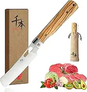 SENBON 440A stainless steel Ultra sharp pocket folding Chef knife peeling utility knife fruit knife Natural Olive Handle Camping BBQ trip Outdoor Portable kitchen knife