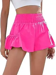 [BMJL] Womens High Waisted Shorts Athletic Running Shorts Workout Gym Quick Dry Flowy Shorts with Pockets