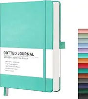 RETTACY Bullet Dotted Journal, A5 Dotted Notebook Journal with 256 Pages, 5.7'' × 8.3'', Medium Size, 120 GSM Thick Paper, Leather Hardcover, Bullet Journaling, Planning, Tracking (Mint)