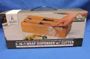 2 in 1 Bamboo Wrap Dispenser With Cutter for Kitchen