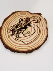 Sans Laser Engraved Wood. This one is between 5-6 inches. Each piece is unique!
