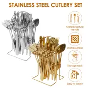 24 Pcs Flatware Set Sturdy Stainless Steel Silverware Set Practical AmxIU