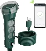 HBN Outdoor Smart Plug Waterproof WiFi Outlet Timer with 13WT, Green