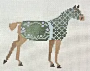 Hand-painted Needlepoint Canvas, Horse Collection Green , 18" mesh, NEW