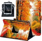 [ACWDMKH] for Universal 10 10.1 Inch Android Tablet Case 360 Degree Rotating Leather Stand Folio Cover for iPad 9.7/10.2/10.5/Galaxy Tab 9-10.5"/Fire HD10 & More 9.0-10.5 Inch Tablet,Autumn Red Forest