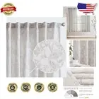 Farmhouse Grey Floral Linen Curtains 2 Panels Set - Light Filtering Elegance