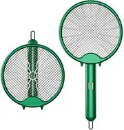 Bug Zapper 3000V Electric Mosquito Racket Killer Lamp USB Rechargeable Foldable Swatter Fly Swatter Repellent Lamp(Green)