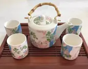 Hand Made Teapot set 4cups Cute Flower High Quality Hand Painted Gift Box New