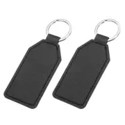 2pcs PU Leather Key Fob Car Keychain Key Holder, Black