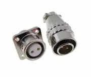 HQ 2 Contacts 2-Pin Aviation Plug Connector - XS12MF - Panel Mount Male Pin