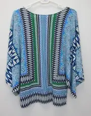 Chico's Women's Crossroads Paisley Top Size 0 Blue/Green NWT