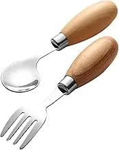 COOPHYA Infant Feeding Utensils Baby Silverware Toddler Forks and Spoons Set Learning Fork Spoon Comfortable to Hold Handle Silicone Baby Utensils