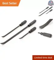 3-Piece Angled Tip Handled Pry Bar Set - High-Leverage Fulcrum - Non-Slip Grip